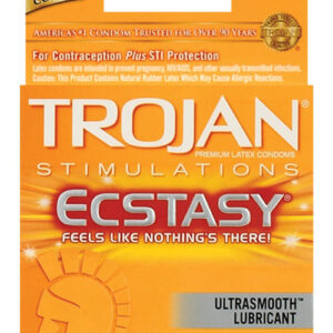 Trojan Ultra Ribbed Ecstasy Condoms - Box of 3