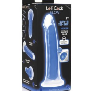 Curve Toys Lollicock 7" Glow In The Dark Silicone Dildo - Blue