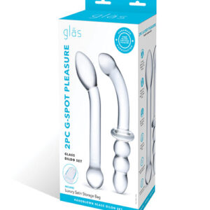 Glas 2 pc G-Spot Pleasure Glass Dildo Set - Clear