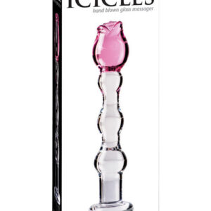 Icicles No. 12 Hand Blown Glass Massager - Clear w/Rose Tip
